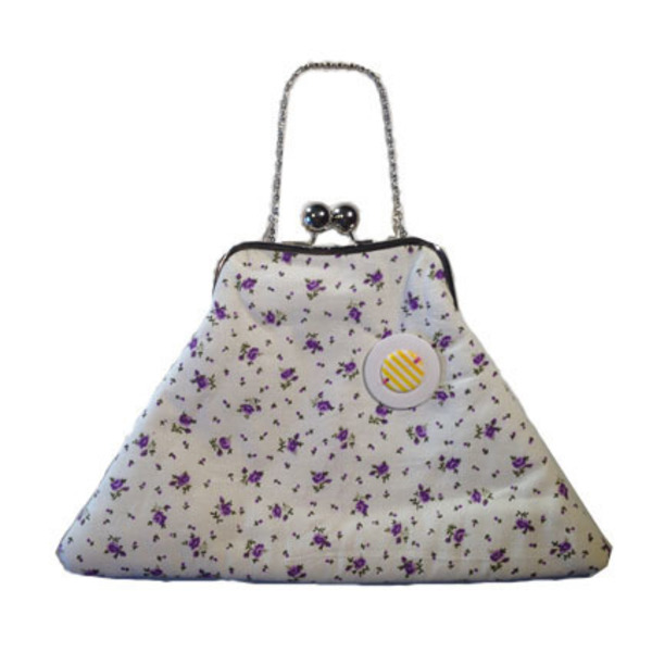 υφασμάτινη floral τσάντα με κούμπωμα clutch και αλυσίδα