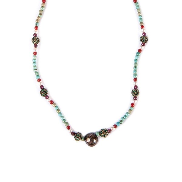 Κολιέ τιρκουάζ με Swarovski