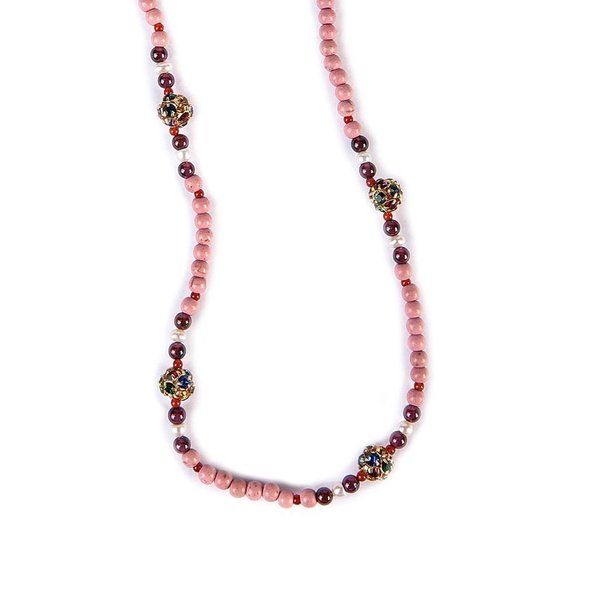 Κολιέ σομόν με Swarovski