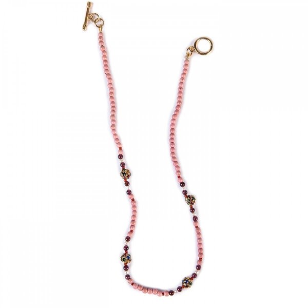 Κολιέ σομόν με Swarovski