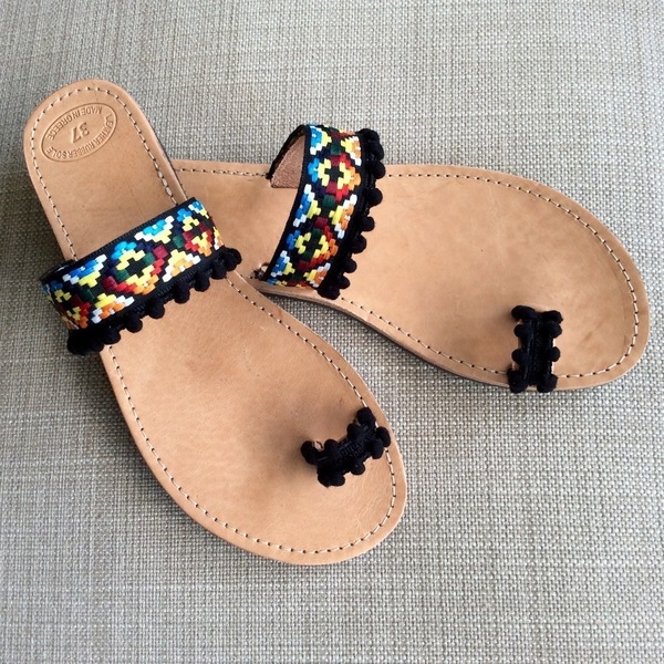 Δερμάτινα σανδάλια Boho black
