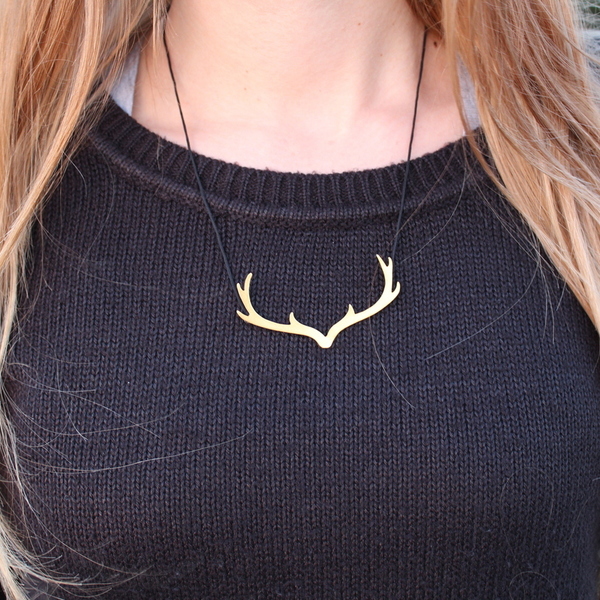 _deer antlers necklace - χειροποίητο κολιέ με κέρατα