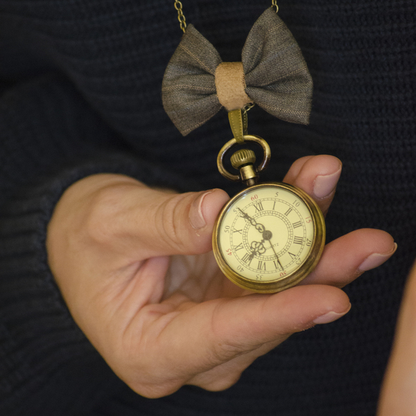 Vintage Clock Brown (ρολόι κολιέ)