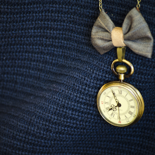 Vintage Clock Brown (ρολόι κολιέ)