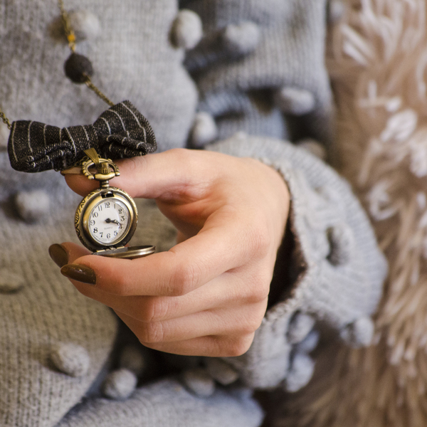 Vintage Clock Black Jean (ρολόι κολιέ)