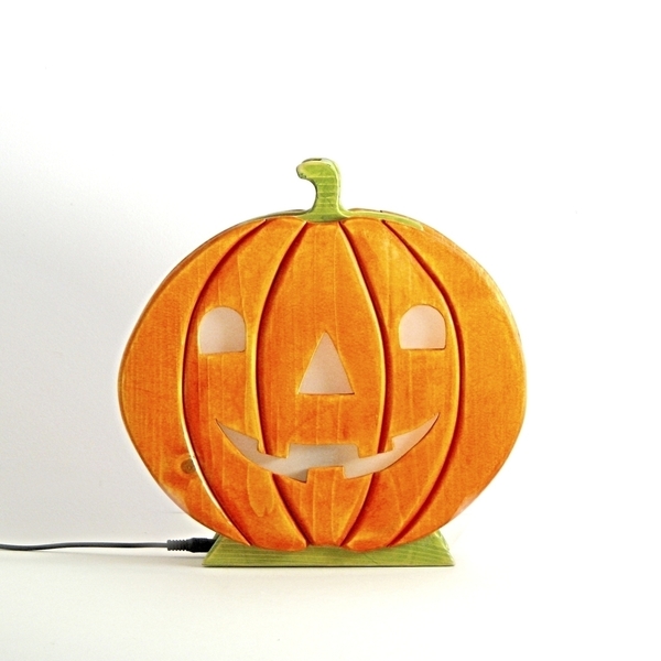 Χειροποίητο ξύλινο "Halloween" φωτιστικό