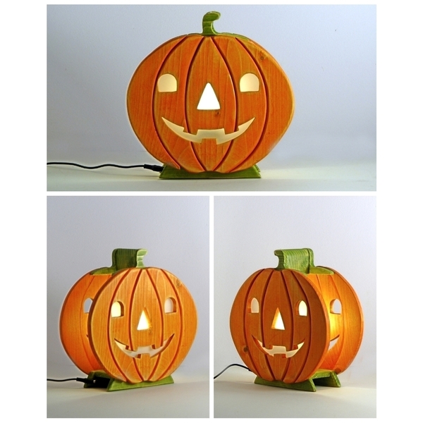 Χειροποίητο ξύλινο "Halloween" φωτιστικό