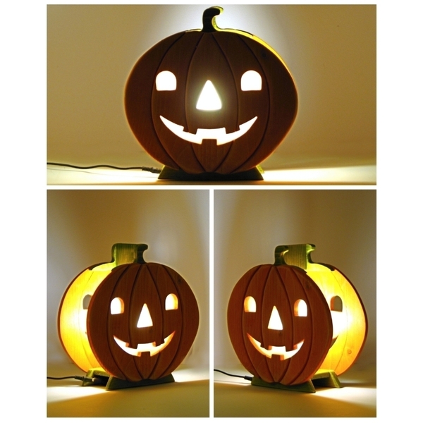 Χειροποίητο ξύλινο "Halloween" φωτιστικό