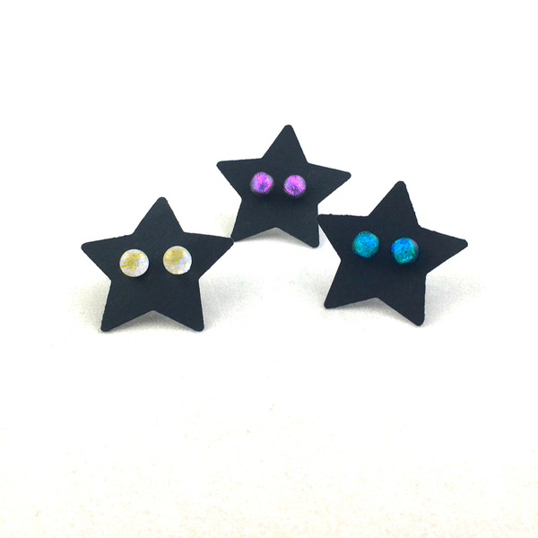 Dichroic glass earrings mini