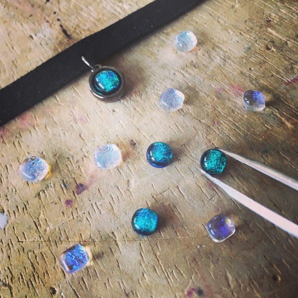Dichroic glass earrings mini