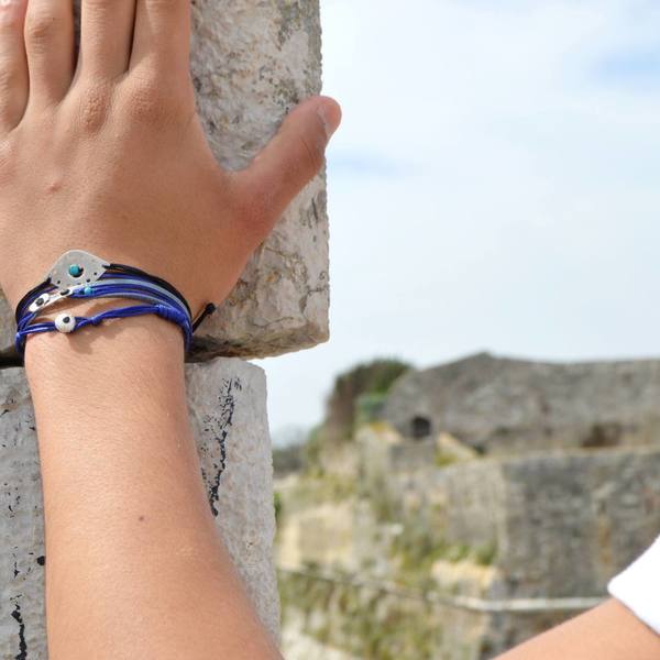 Unisex βραχιόλι με χειροποίητο μάτι φυλαχτό από ασήμι 925