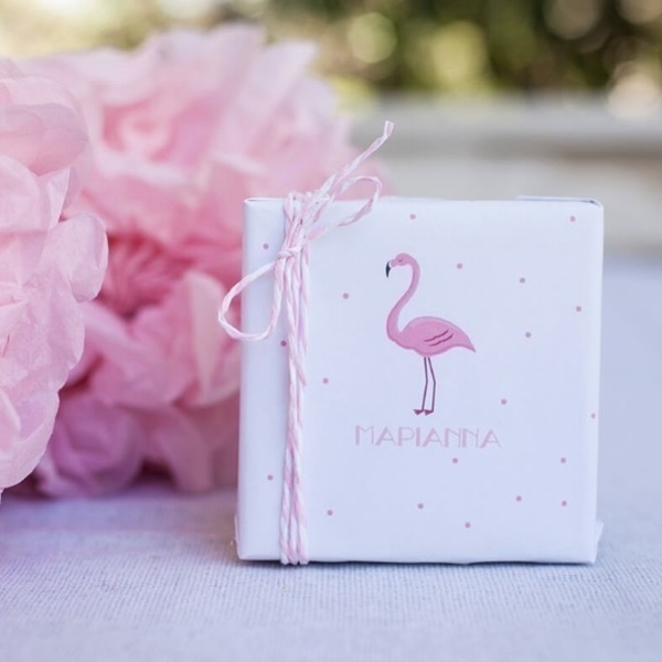 Λευκό κουτάκι θέμα flamingo - 40 τεμάχια