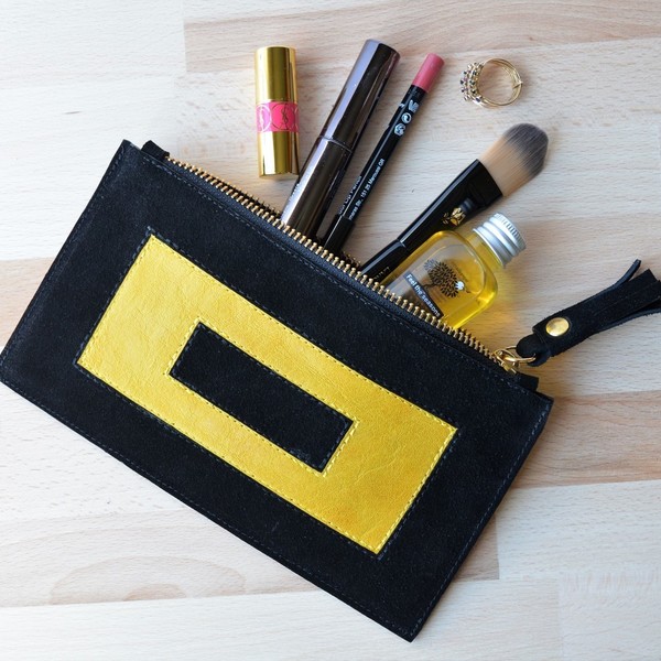 Puzzle δερμάτινο clutch