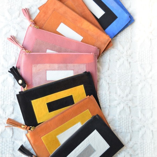 Puzzle δερμάτινο clutch