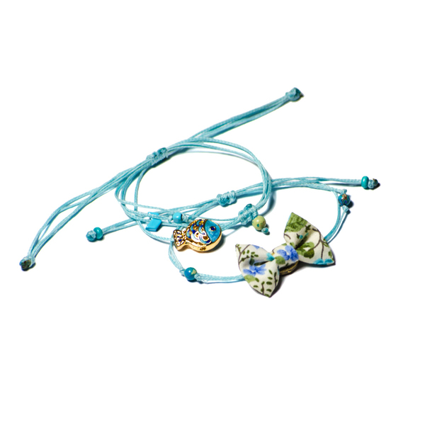Bow Bracelets Set Blue Marine