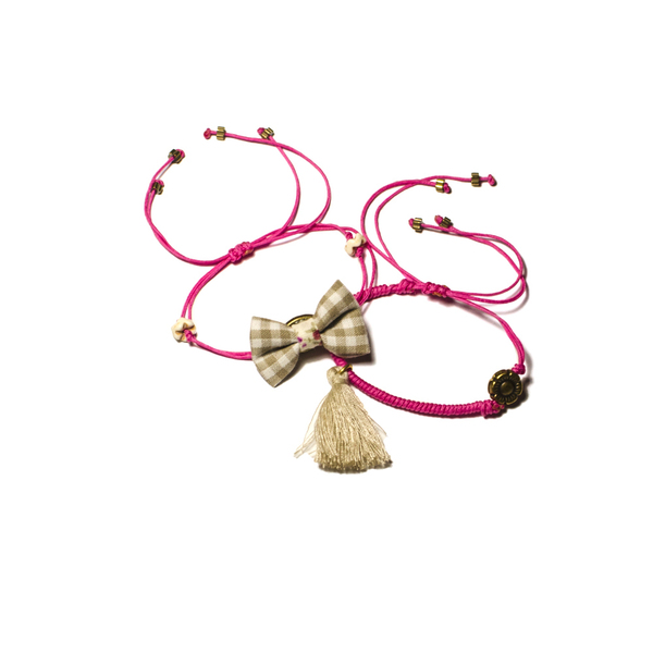 Bow Bracelets Set Florid Pink