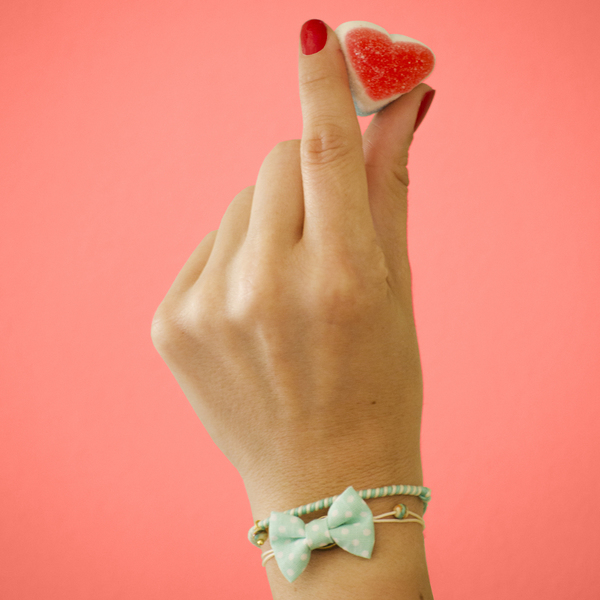 Bow Bracelets Set Mint Polka