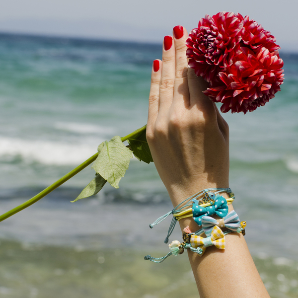 Bow Bracelets Set Blue Marine