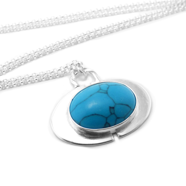 " Turquoise " -Χειροποίητο επάργυρο μενταγιόν με Ημιπολύτιμο λίθο Τιρκουάζ!
