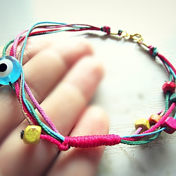 wood eye anklet| χειροποιητο βραχιολι ποδι ματι minimal