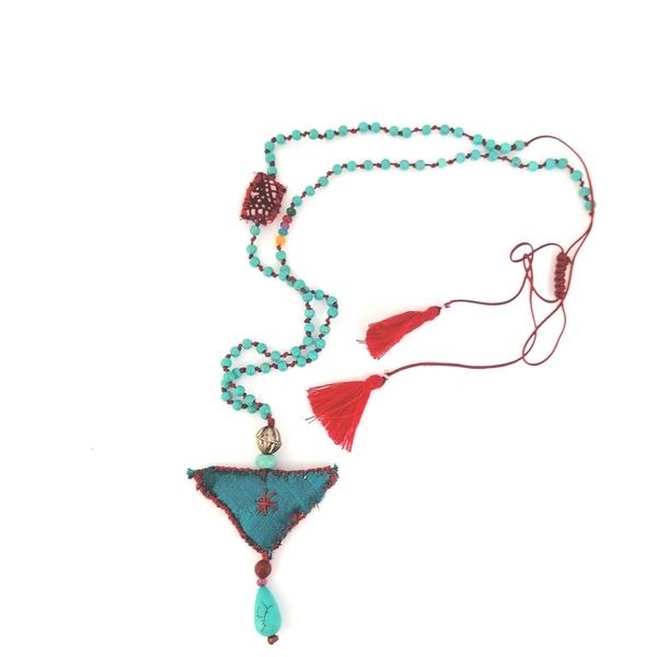 Ροζάριο τρίγωνο boho μετάξι