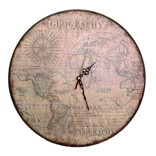 Ξύλινο ρολόι τοίχου "Geography"