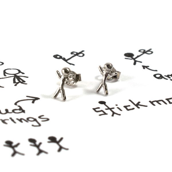 Σκουλαρίκια stickman από ασήμι 925