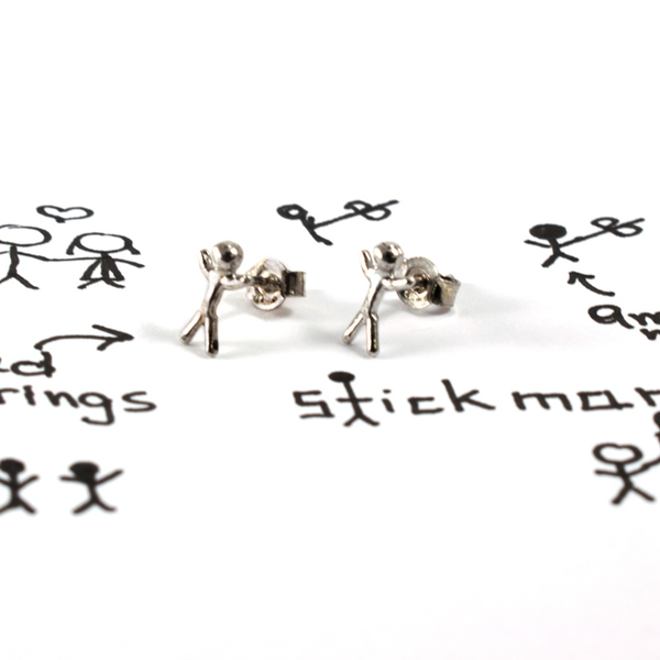 Σκουλαρίκια stickman από ασήμι 925