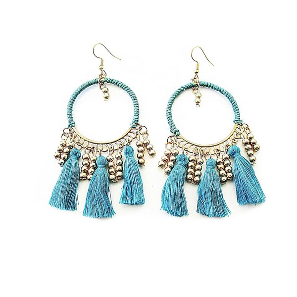 blue tassel brass| χειροποιητο σκουλαρικι ethnic boho statement