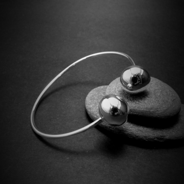 " Marble bracelet " - Χειροποίητο επάργυρο ή επίχρυσο βραχιόλι με 2 μπίλιες στις άκρες!