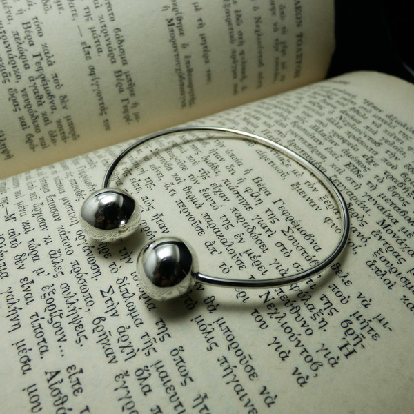 " Marble bracelet " - Χειροποίητο επάργυρο ή επίχρυσο βραχιόλι με 2 μπίλιες στις άκρες!