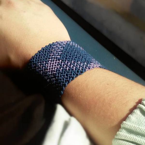 Navy Blue & Lilac Βραχιόλι Macrame Φαρδύ