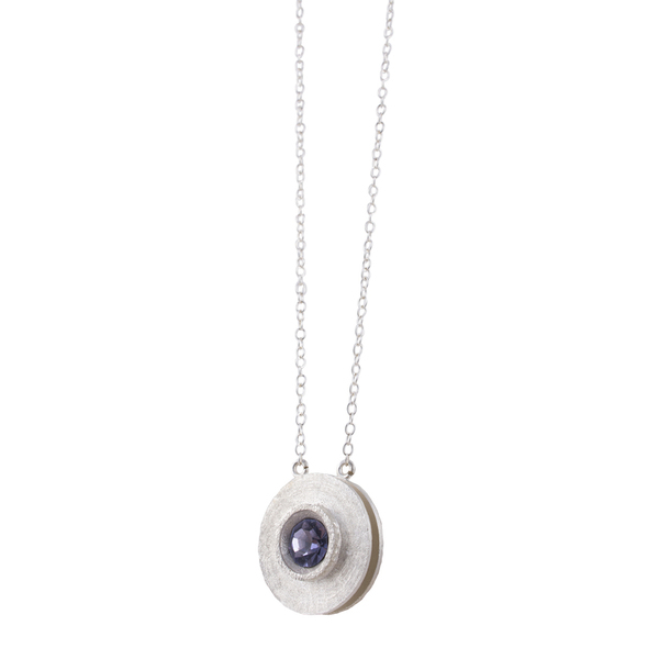 Κολιέ ασημί ροδέλα και swarovski