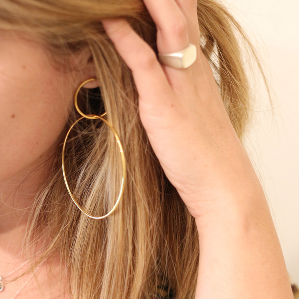 Gold Plated Double Hoops