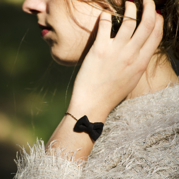 Black Suede Bow Bracelet