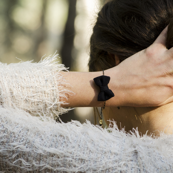 Black Suede Bow Bracelet