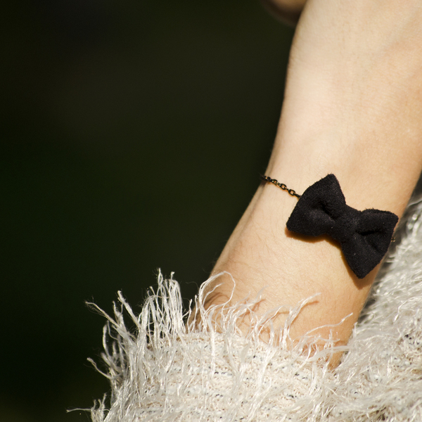 Black Suede Bow Bracelet