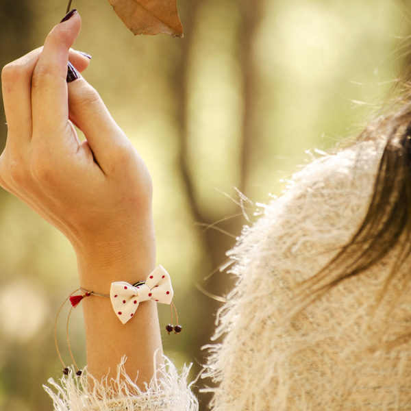 Red Polka Bow Bracelet