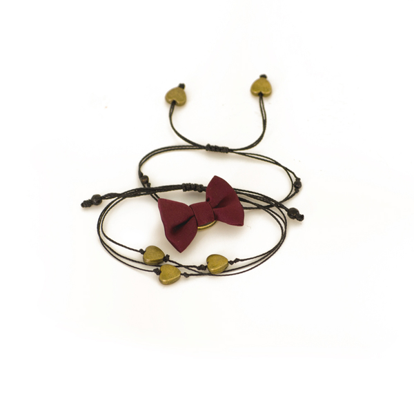 Hearts Bow Bracelets Set