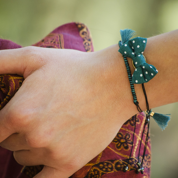 Forest Green Bow Bracelets Set