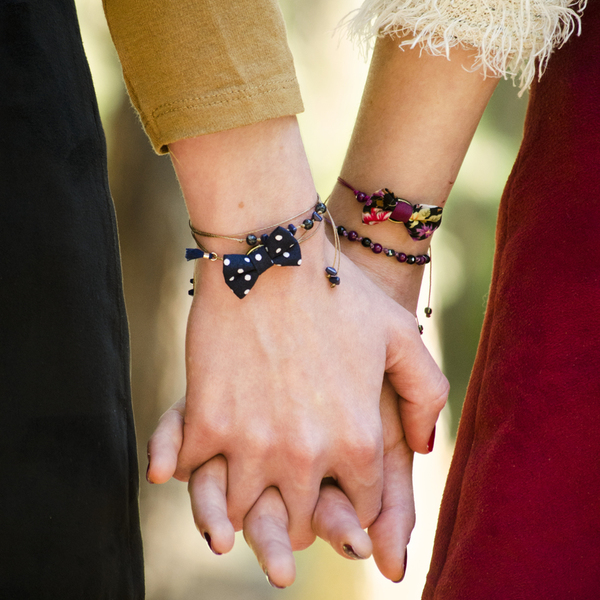 Polka Blue Bow Bracelets Set