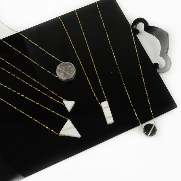 "E r a t o s t h e n i s " Triangle Marble Pendant 925-Χειροποίητο Κρεμαστό από Ελληνικό Μάρμαρο!