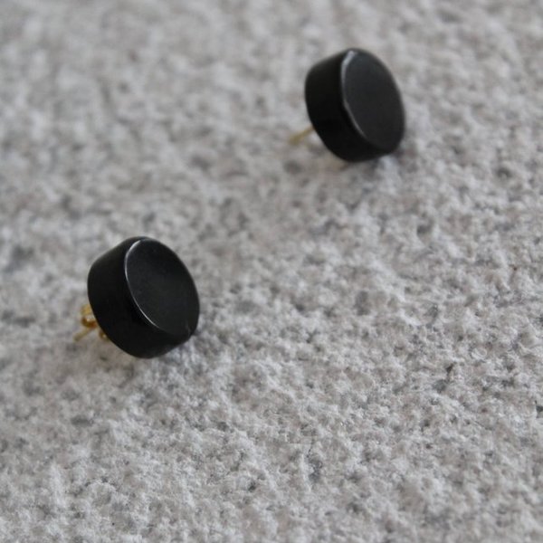 C I R C L E Black Marble Earrings 925-Χειροποίητα Σκουλαρίκια μινιμαλ από Ελληνικό Μάρμαρο!