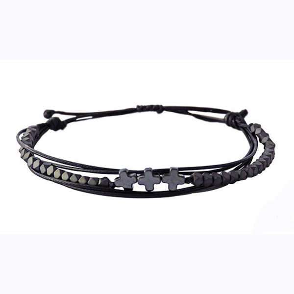 Ανδρικό βραχιόλι Hematite 3cross