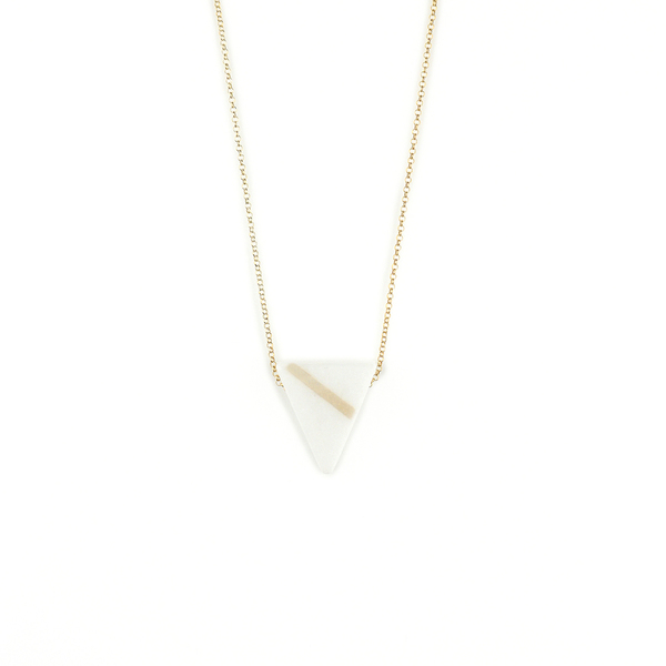 "E p i k o u r o s " Triangle Marble Necklace 925-Χειροποίητο Κρεμαστό από λευκό μάρμαρο Θάσου!