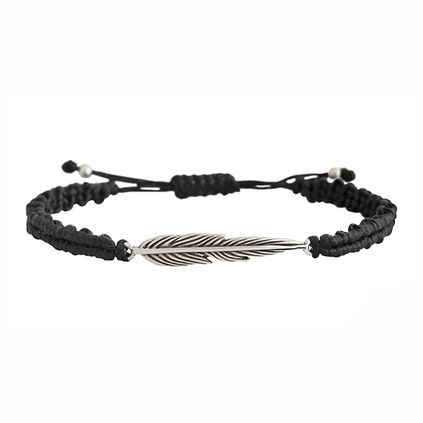 Ανδρικό βραχιόλι Leaf macrame black