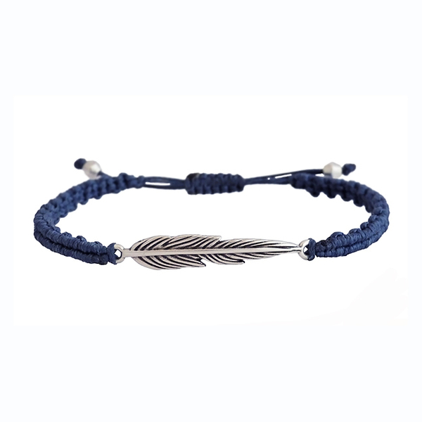 Ανδρικό βραχιόλι Leaf macrame blue navy