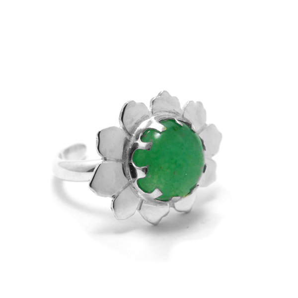 " Aventurine Flower " - Xειροποίητο επάργυρο δαχτυλίδι με Αβεντουρίνη!