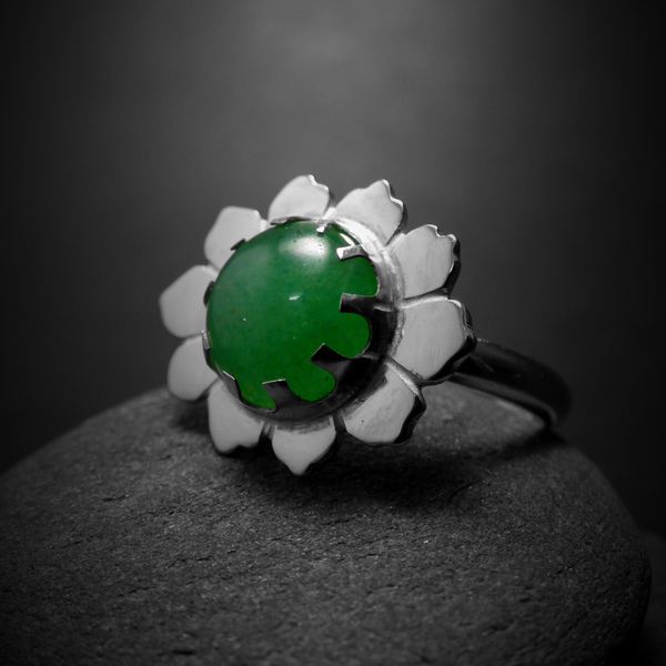 " Aventurine Flower " - Xειροποίητο επάργυρο δαχτυλίδι με Αβεντουρίνη!