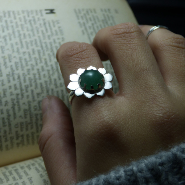 " Aventurine Flower " - Xειροποίητο επάργυρο δαχτυλίδι με Αβεντουρίνη!